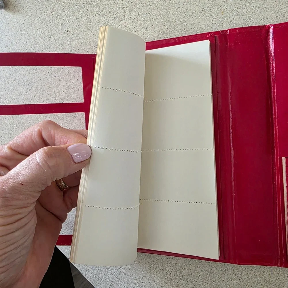 Vintage Address Book Organizer Red Gold Lion Crest Mid Century Japan Unused